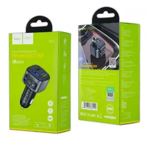 Переходник E67 HOCO АЗУ на 2 USB QC3.0 + модулятор черный