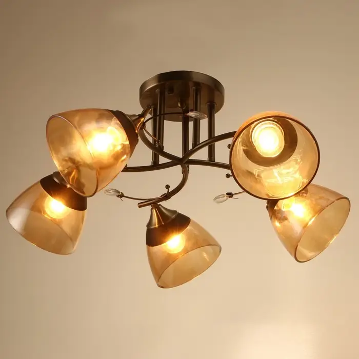 Светильник потолочный BayerLux &laquo;Аста&raquo;, 5хЕ27, 40 Вт, бронза, 65&times;65&times;26 см