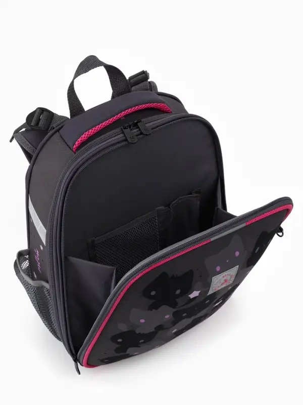 Рюкзак школьный для девочки &laquo;Котики&raquo;, Stavia, эргономичная спинка, 30&times;16&times;38 см, серый