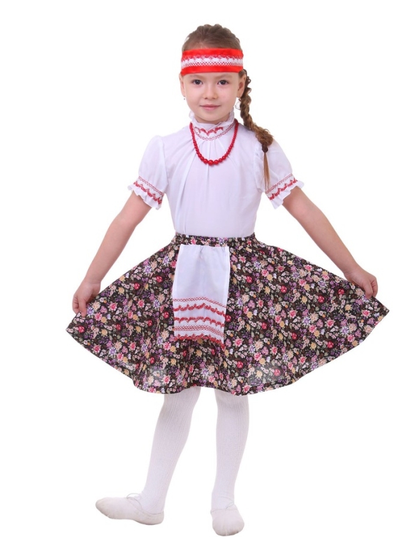 Юбка в цветочек с фартуком Юбка в цветочек с фартуком", р-р 32