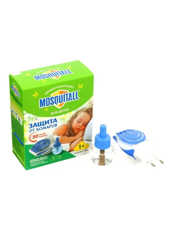 Комплект Mosquitall &laquo;Нежная защита для детей&raquo;, электрофумигатор + жидкость от комаров, 30 ночей, 30 мл