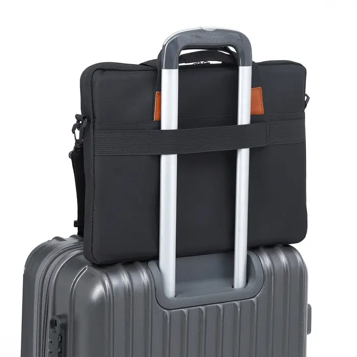 Сумка для ноутбука на молнии, наружный карман, держатель для чемодана, длинный ремень, 41&times;3&times;30 см, чёрная