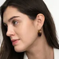 Серьги большие &laquo;Стиль. Подкова&raquo;, акрил, коричневые в золоте