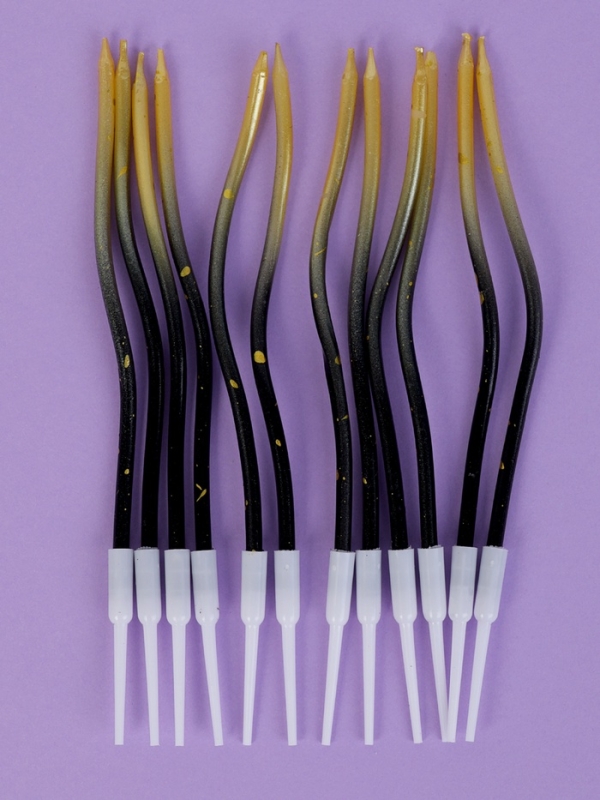 Свечи для торта Свечи для торта "Серпантин", 12 шт, градиент золотой и черный