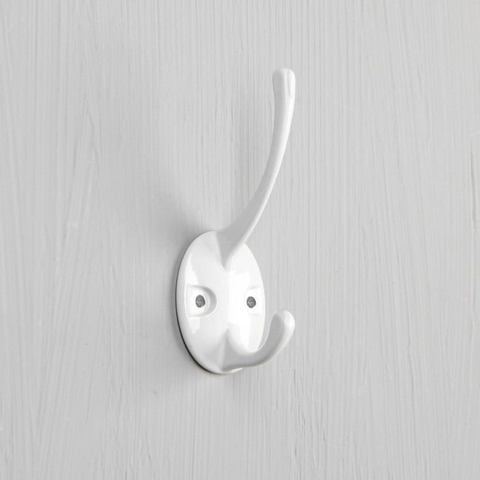 Крючок мебельный ТУНДРА TKD002 LIGHT, двухрожковый, белый, 4 шт TMP