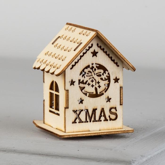 Ёлочная игрушка «Домик с колокольчиками», от батареек, свечение тёплое белое Ёлочная игрушка «Домик с колокольчиками», от батареек, свечение тёплое белое