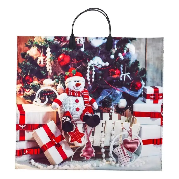 Пакет Пакет "Снежный гость", полиэтиленовый с пластиковой ручкой, 38х34 см.