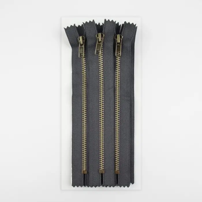 Молния металлическая, №5, неразъёмная, замок автомат, 18 см, серая