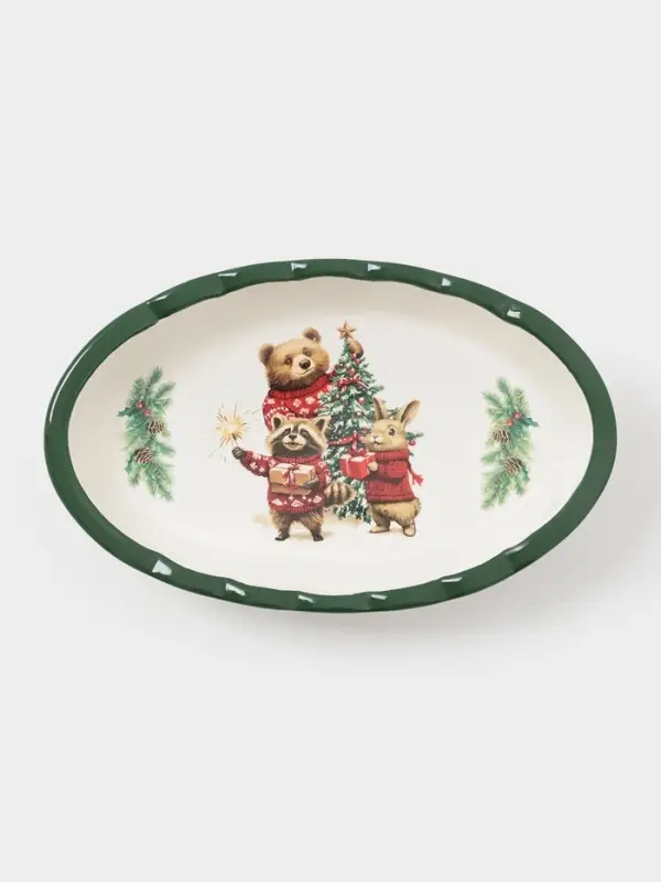 Блюдо для запекания Доляна «Новогодние животные», 28×17.5×4.9 см, доломит, белое Блюдо для запекания Доляна «Новогодние животные», 28×17.5×4.9 см, доломит, белое
