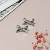 Зажим для волос "Джульет" (набор 2 шт) бантик, 2,5 см, серебро