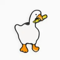 Значок &laquo;Гусь&raquo;, с ножом, бело-оранжевый в чёрном металле