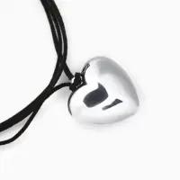 Чокер &laquo;Сердце&raquo;, крупное, металлик, чёрный в серебре, 60 см