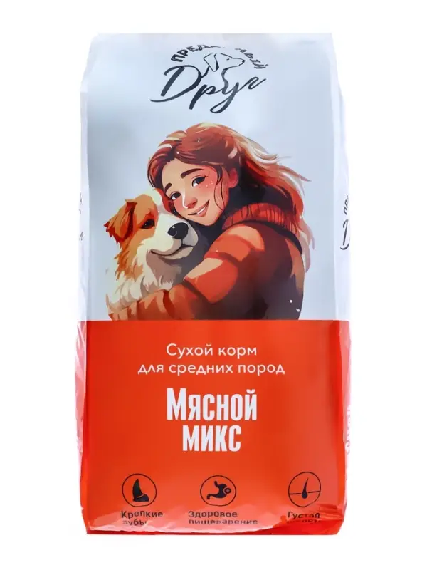 Сухой корм для взрослых собак &laquo;ПРЕДАННЫЙ ДРУГ&raquo;, мясной микс, 15 кг, мешок