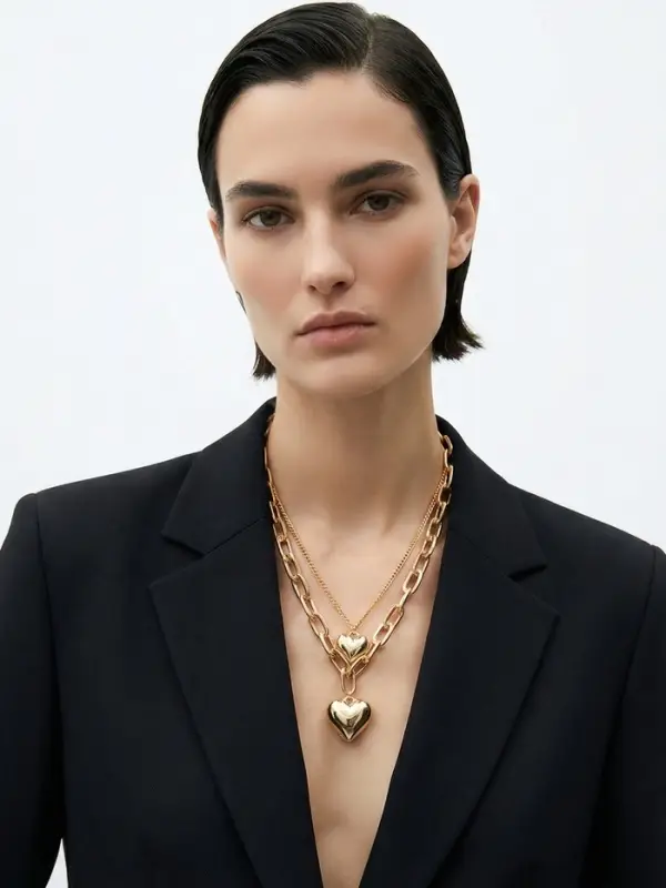 Кулон на цепочке &laquo;Сердечки&raquo;, 2 яруса, цвет золото