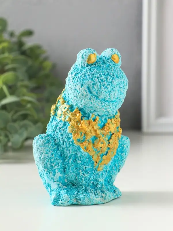Фигурка гипс &laquo;Жаба из цветов&raquo;, 11&times;9&times;5 см, изумрудный с золотом