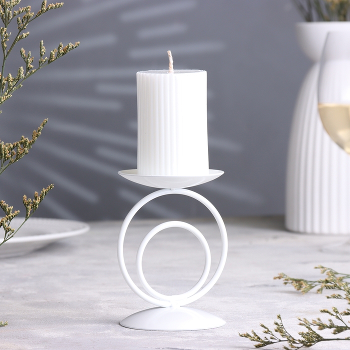 Подсвечник   Подсвечник  "Закат"  металл на 1 свечу, 8,3х11 см, белый