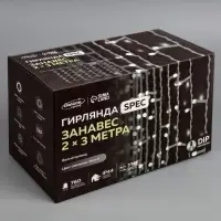 Гирлянда &laquo;Занавес&raquo; 2&times;3 м, IP44, УМС, белая нить, 760 LED, свечение белое, 220 В