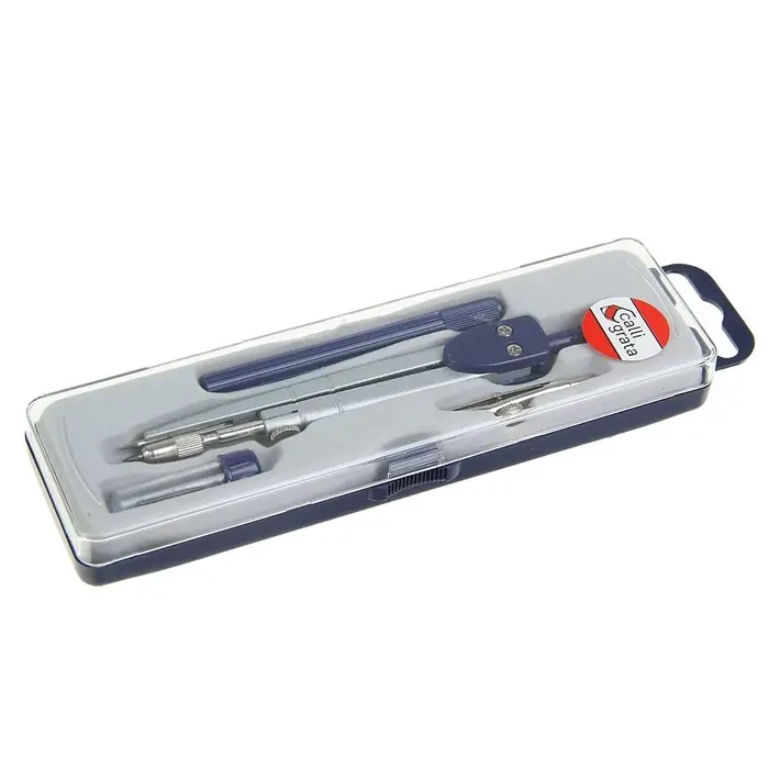 Готовальня Calligrata, 4 предмета (циркуль 120 мм, грифель, удлинитель, рейсфедер), в пластиковом пенале