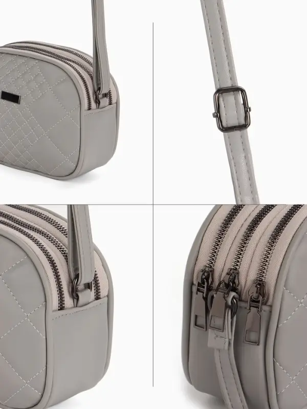 Сумка женская кросс-боди на молнии, 19&times;7&times;15 см, в клетку, серая