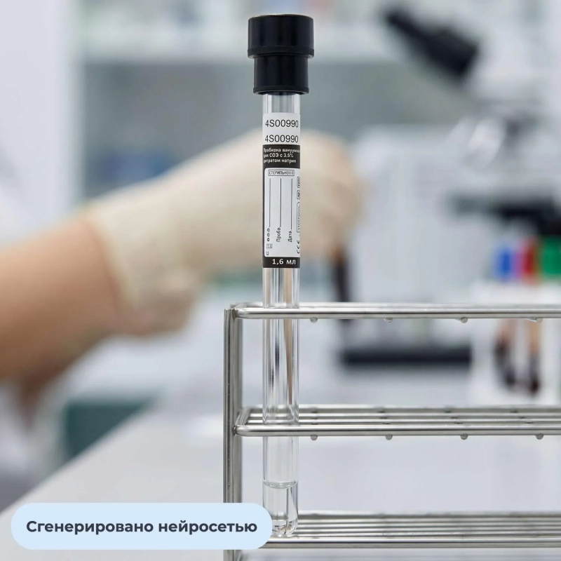 Вакуумные пробирки стекл с NaЦитр 3,8% черн кр 1,6мл 8x120мм Китай 100шт/уп