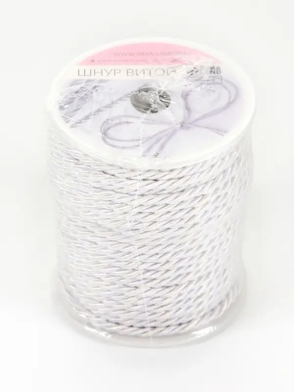 Шнур витой, d=3 мм, 25&plusmn;1 м, цвет серебряный
