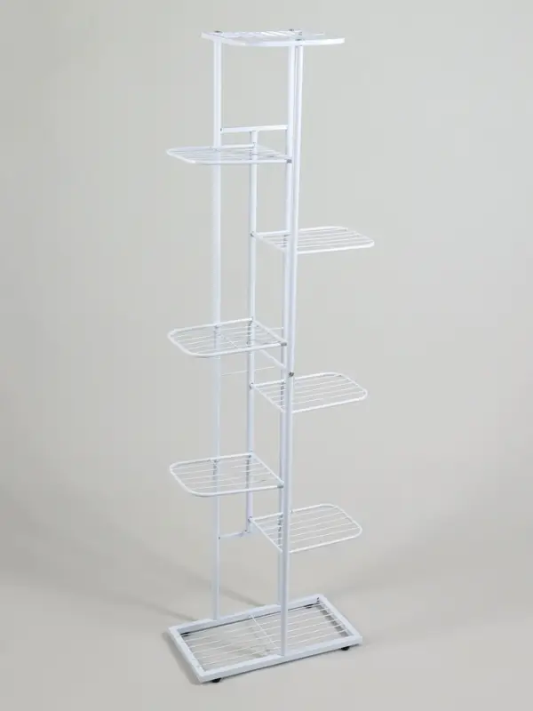 Подставка для цветов Greengo, 8 полок, 43&times;22&times;141 см, напольная, металл, белая