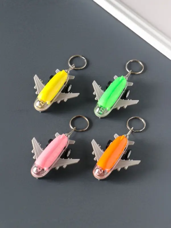 Брелок световой на кольце "Самолёт" мигает МИКС иннерционный 7х6х1,8 см