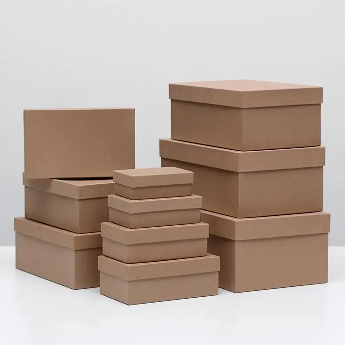 Набор коробок 10 в 1 &laquo;Крафт однотонный&raquo;, 30.5&times;20&times;13 - 12&times;6.5&times;4 см