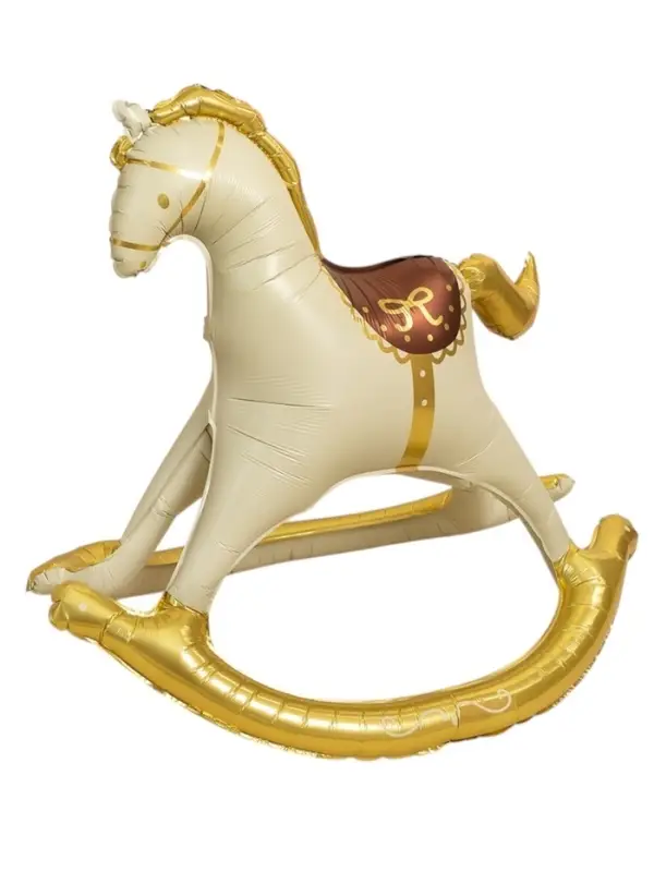 Воздушный шар фольгированный 43 Воздушный шар фольгированный 43" "Лошадка-качалка", золото, кремовый, под воздух