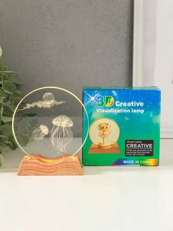 Сувенир стекло свет Сувенир стекло свет "Диск. Медузы" 5хLED d=10 см, USB 10х4х11,4 см