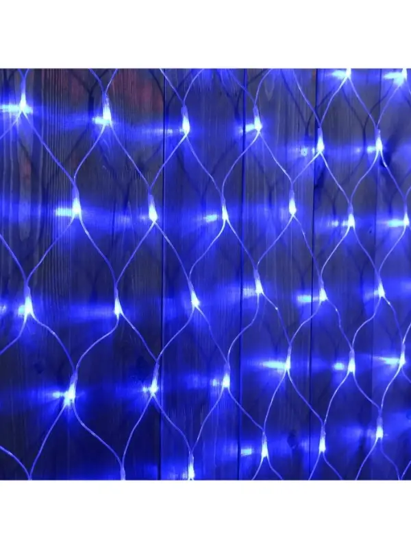Гирлянда &laquo;Сеть&raquo; 2&times;1.5 м, IP44, УМС, прозрачная нить, 192 LED, свечение синее, 220 В