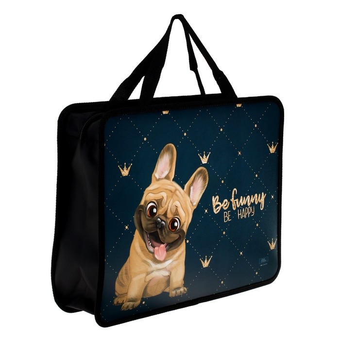 Папка с ручками А4, 330 х 260 х 75 мм, пластиковая, ручки-тесьма, Calligrata  Папка с ручками А4, 330 х 260 х 75 мм, пластиковая, ручки-тесьма, Calligrata "Бульдог"