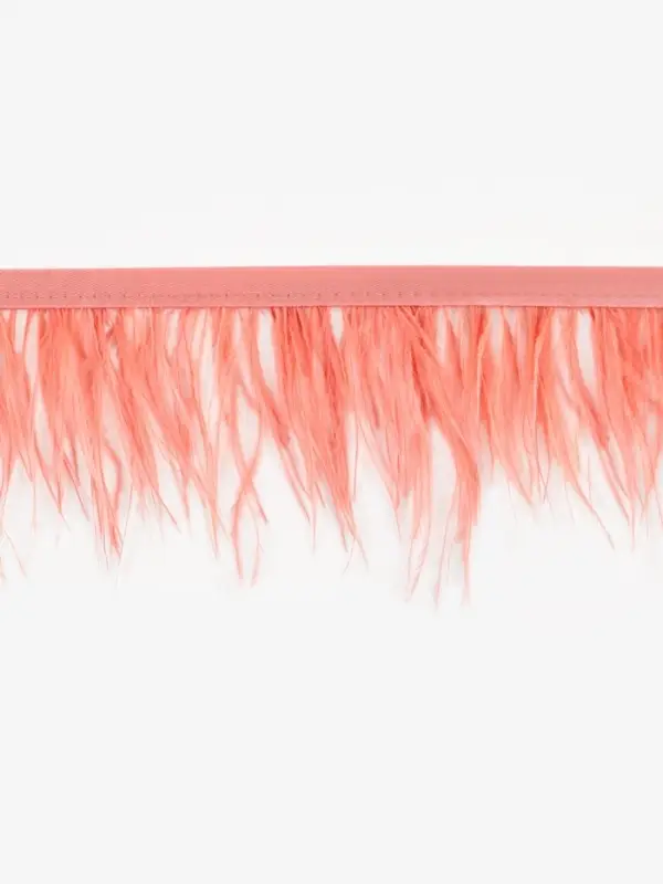 Перья страуса декоративные, на ленте, 8-10 см, 5&plusmn;0.5 м, тёмно-бежевые