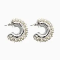 Серьги жемчуг "Россыпь", ссв, цвет белый в серебре