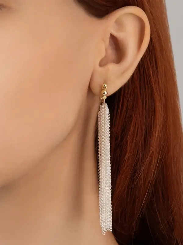 Серьги металл &laquo;Цепи&raquo;, сборка, цвет серебряно-золотой, 8 см