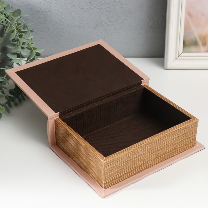 Шкатулка-книга дерево, кожзам Шкатулка-книга дерево, кожзам "Корабль и карта" 6х15х20 см