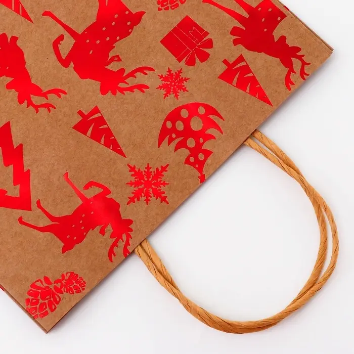 Пакет крафт с тиснением, круглая ручка, «Лес» 21×27×11 см, 120 г Пакет крафт с тиснением, круглая ручка, «Лес» 21×27×11 см, 120 г