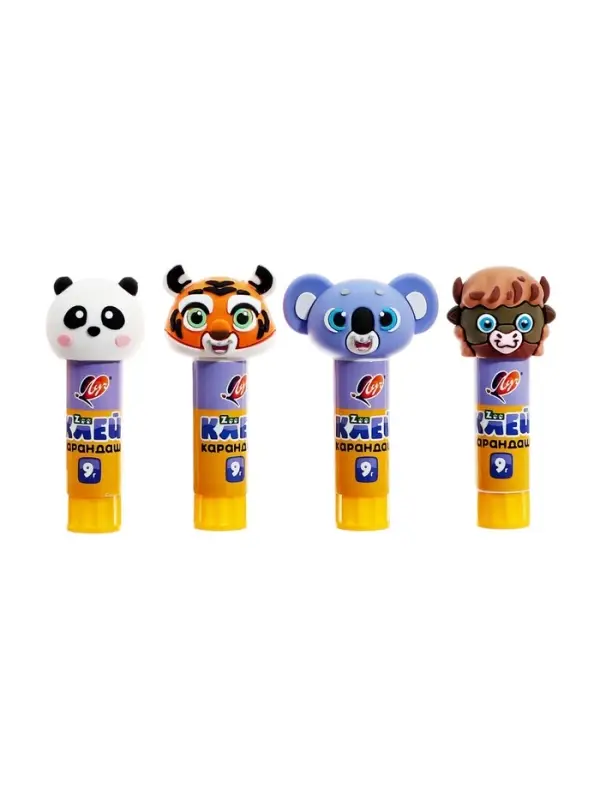 Клей-карандаш PVP Луч ZOO, фигурный колпачок, МИКС, 9 г