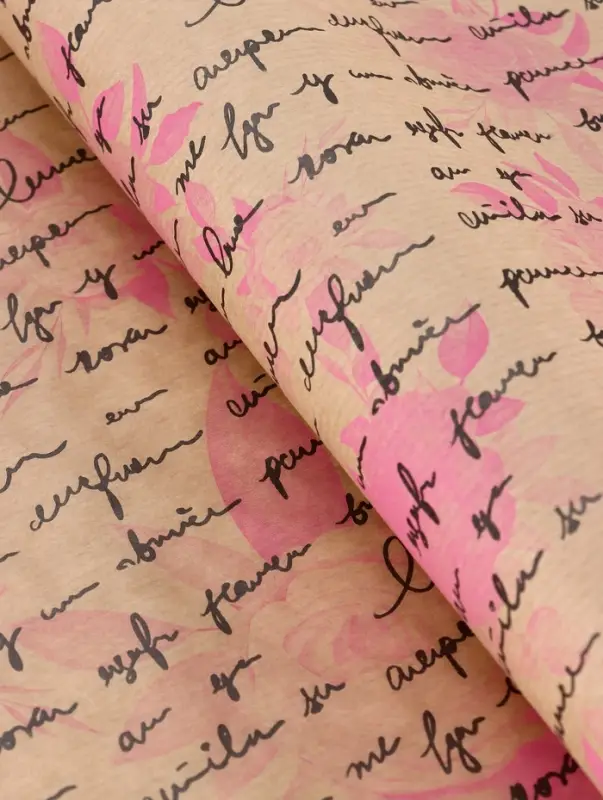 Бумага упаковочная крафт «Розы письмо», розовый/графит, 0.72×10±5% м, 40 г Бумага упаковочная крафт «Розы письмо», розовый/графит, 0.72×10±5% м, 40 г