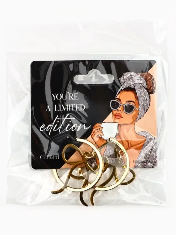 Серьги кольца с подвесом бантом Limited edition, 3 см