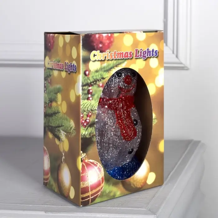 Светодиодная фигура &laquo;Приветливый снеговик&raquo; 13&times;20&times;8 см, акрил, 10 LED, батарейки ААх2 (не в комплекте), свечение белое