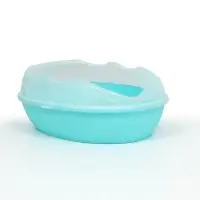 Туалет для кошек, 38&times;28&times;15 см, округлый, с бортиком и совком, синий