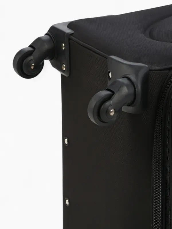 Чемодан 28 Чемодан 28", Текст, 45*28*77, отд на молнии, 2 нар/карм, увелич, код замок, 4 колеса, черный 10875