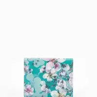 Кошелёк женский на кнопке, 10.5&times;2.5&times;8.5 см, с цветочным принтом, бирюзовый