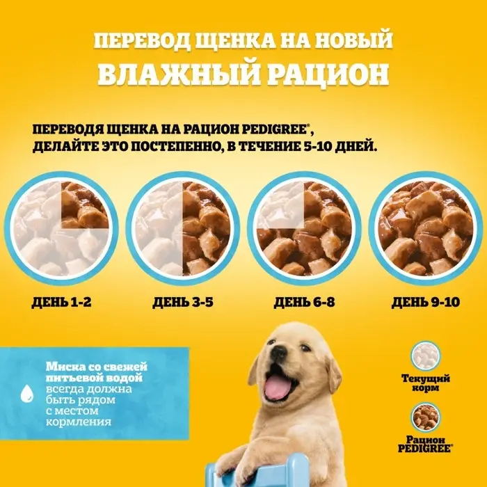 Влажный корм Pedigree для щенков, говядина в соусе, пауч, 85 г