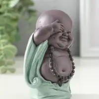 Сувенир полистоун "Счастливый хотей" зелёно-коричневый 5х7,5х10 см