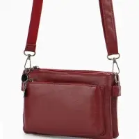 Сумка женская кросс-боди на молнии, 20.5&times;2&times;13 см, бордовая