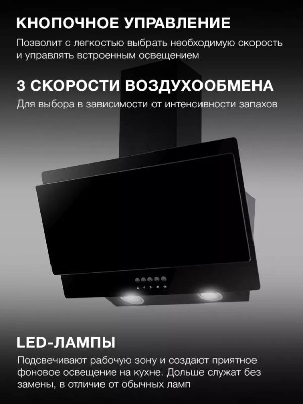 Вытяжка каминная HGH 6830 BG черный