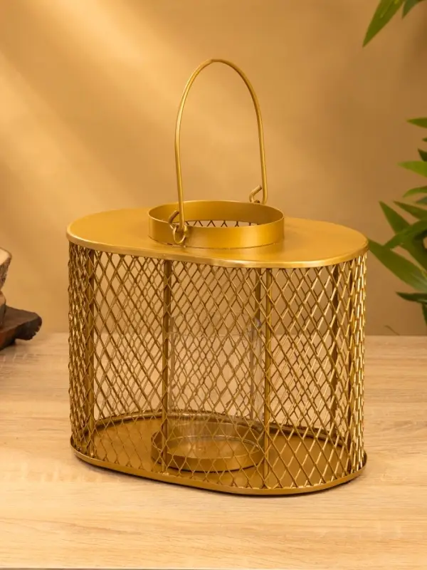 Подсвечник фонарь со стеклянной колбой 19,5х23х15,5 см, d 10 см, металл, цв. золото