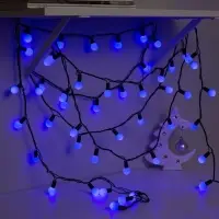 Гирлянда &laquo;Нить&raquo; 10 м с насадками &laquo;Шарики 2.5 см&raquo;, IP44, тёмная нить, 100 LED, свечение синее, 8 режимов, 220 В